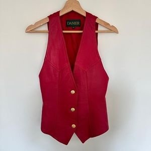 Vintage red leather vest by Danier
